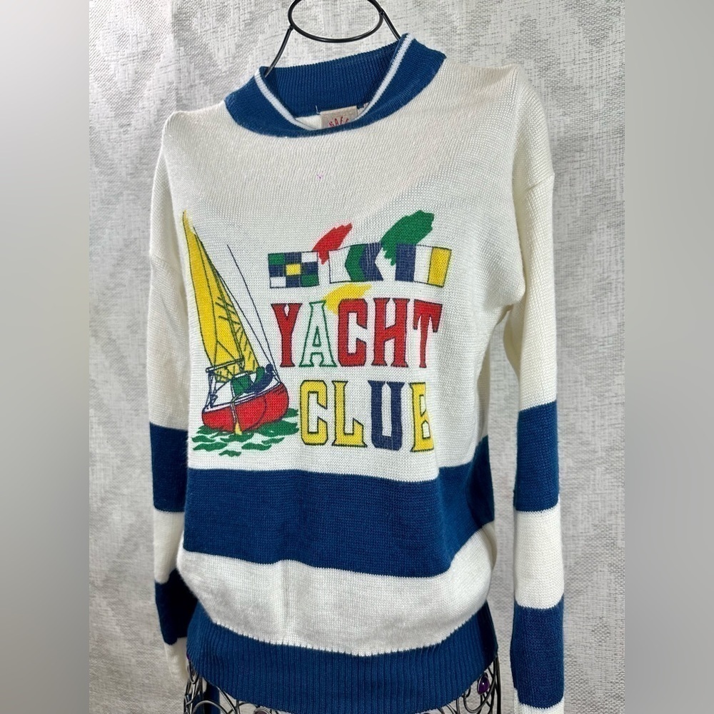 Vintage Safe Passage "Yacht Club" knit sweater size L
